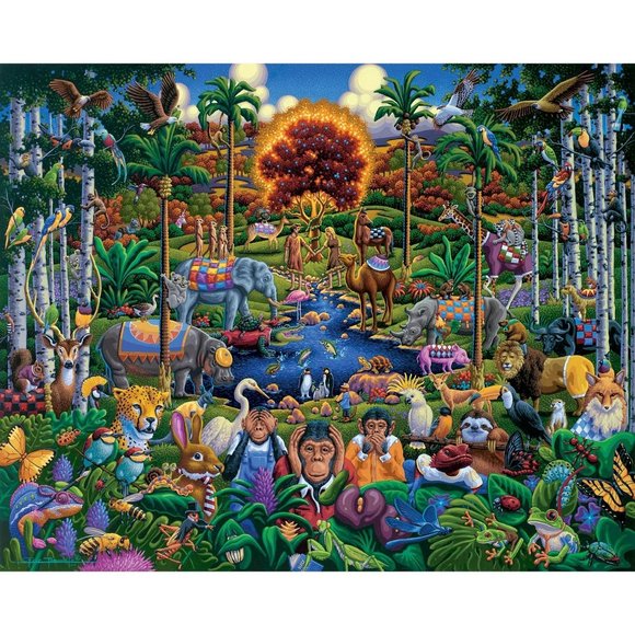 NEW Dowdle Folk Art - Jigsaw Puzzle - Animals of Eden - 500 Piece 16"x20" - Picture 3 of 5